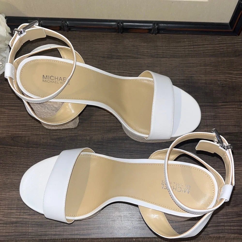 MICHAEL Michael Kors Ashton Ankle-Strap Espadrille Platform Sandals sz 10 NWT